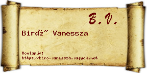 Biró Vanessza névjegykártya